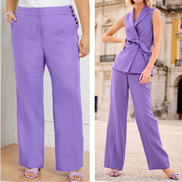 Talbots Pants - Talbots 100% Linen‎ Lavender Purple Greenwich Pant Size 10
